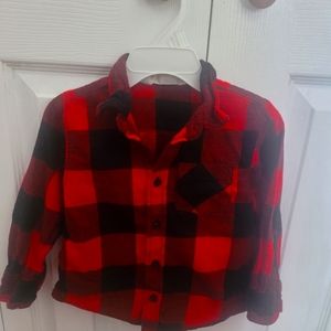 H&M Black and Red Plaid Shirt, 2T